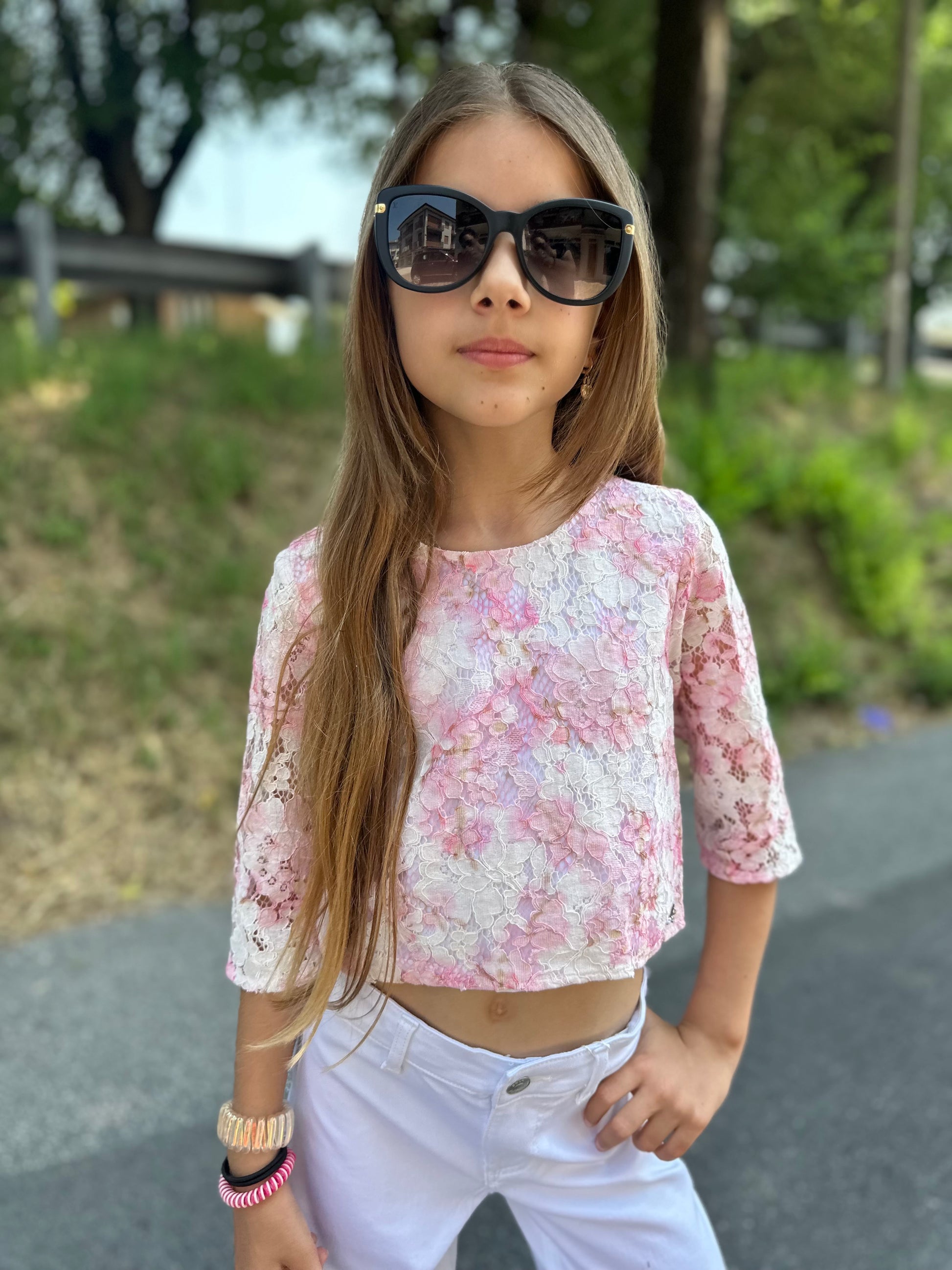 Blusa in pizzo fiori