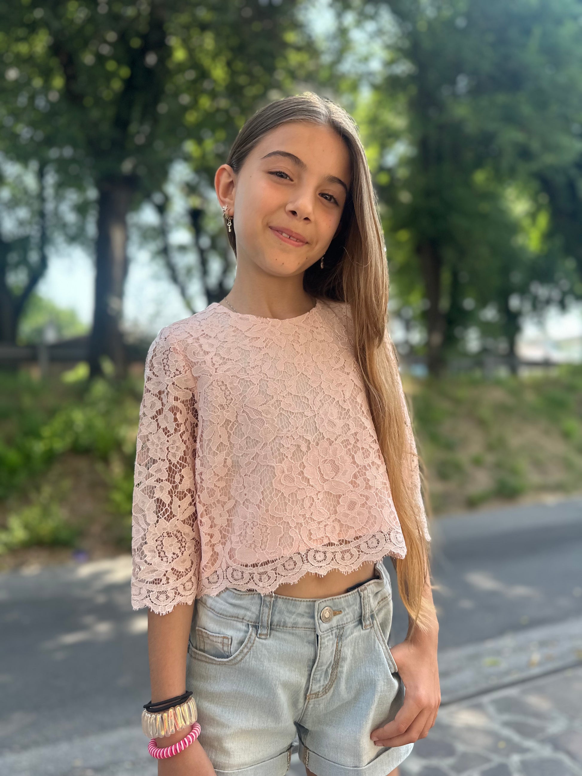 Blusa pizzo rosa