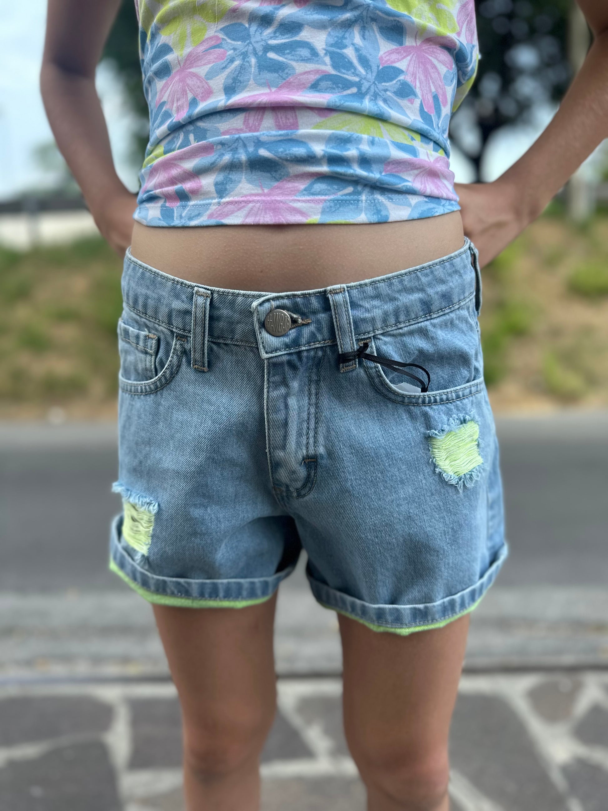 Short denim fluo