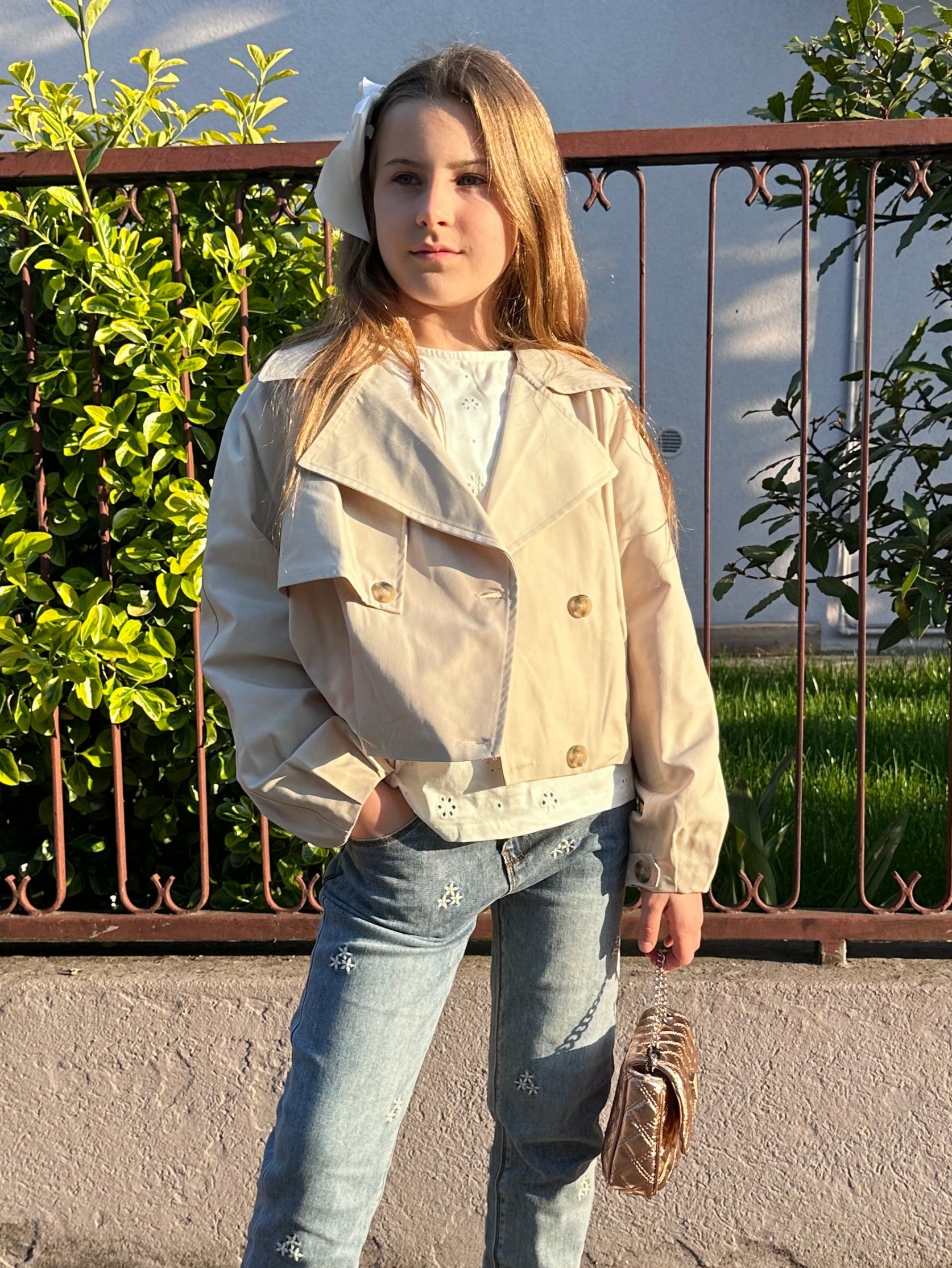 Trench corto beige