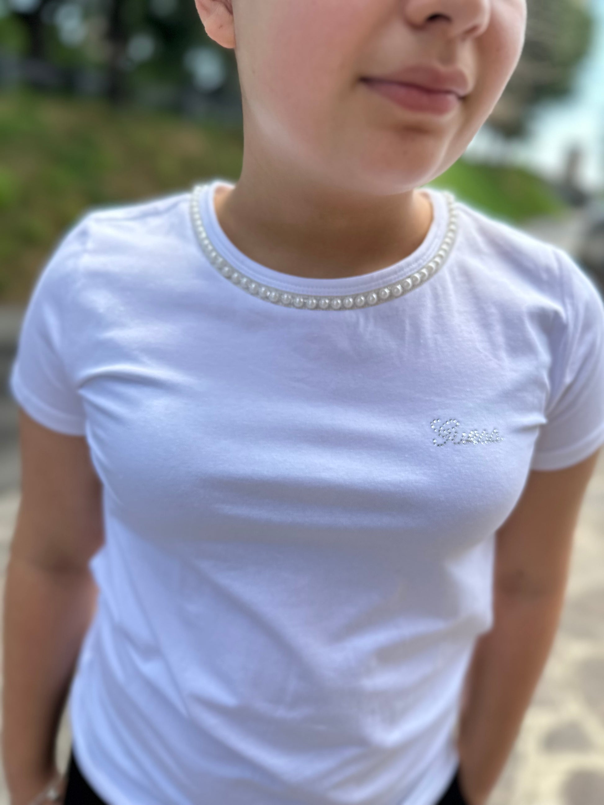 T-shirt perle bianca