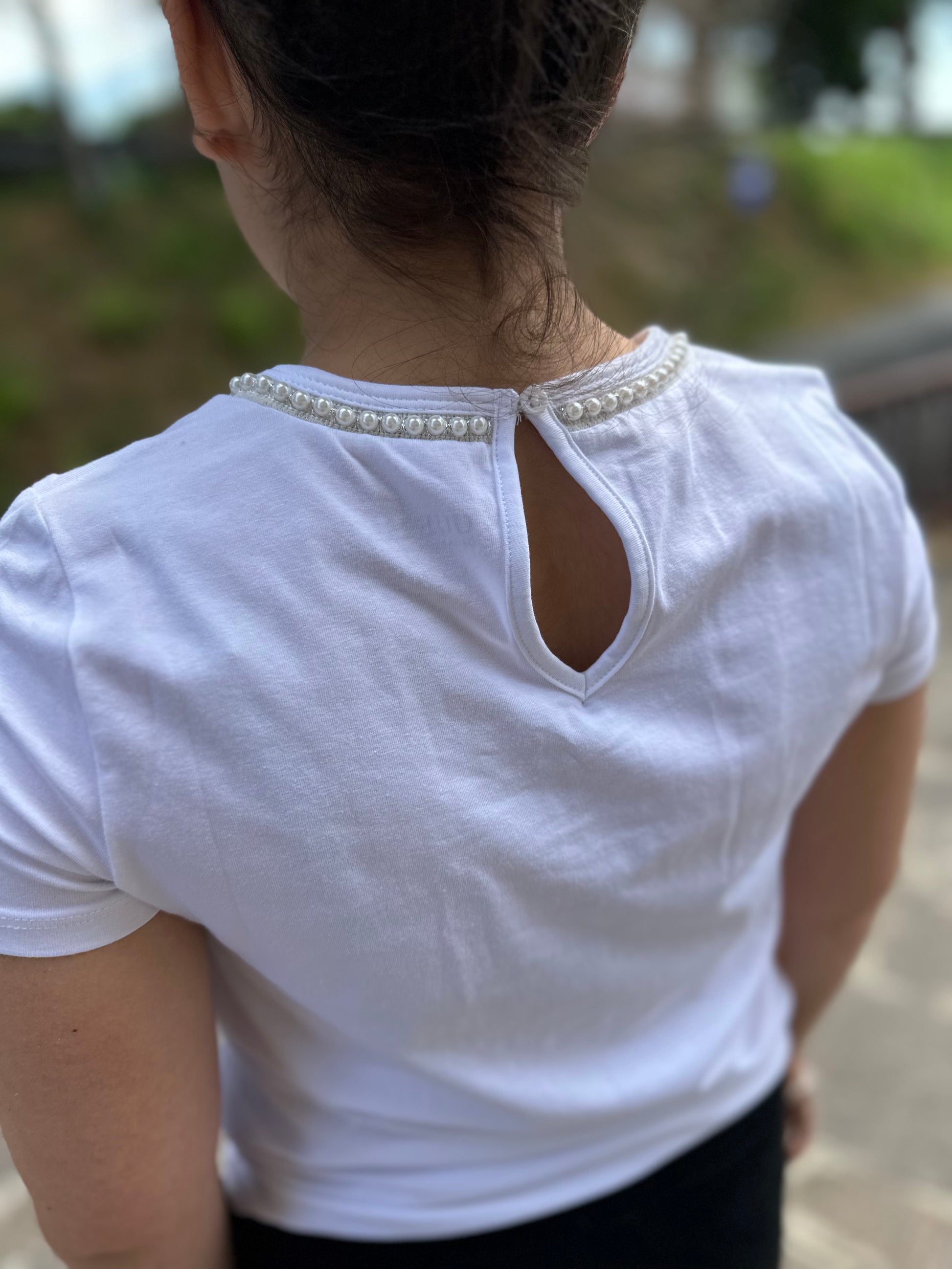T-shirt perle bianca